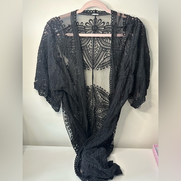 Other - Black Lace Kimono Cardigan